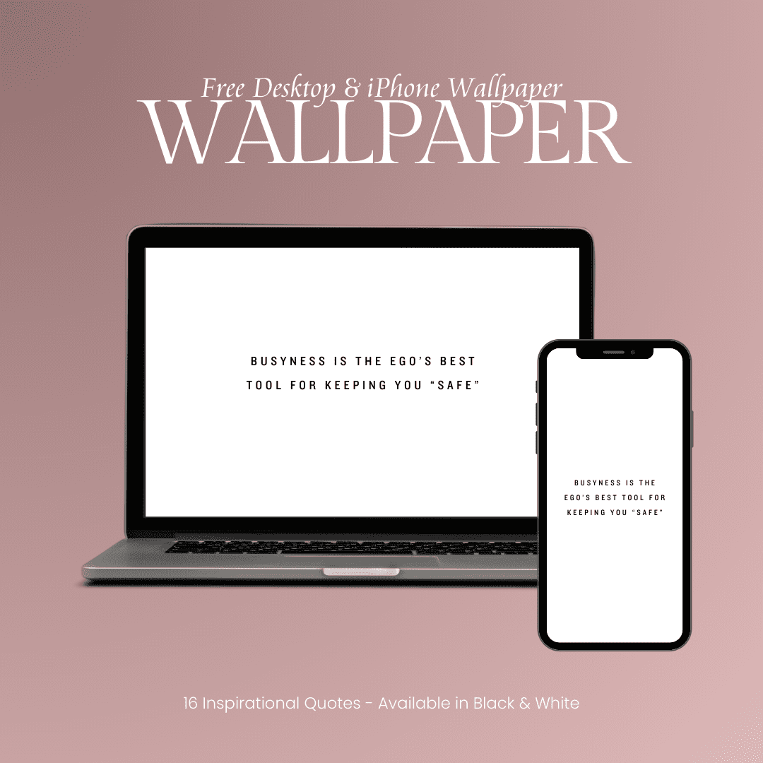 Desktop & iPhone Wallpapers mockup on pink gradient