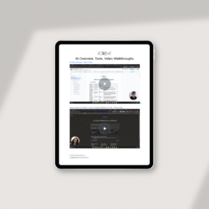 ipad mock up of Google doc with two videos showing AI Overview, Tools, and links to Video Walkthroughs