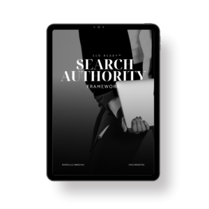 Black ipad mockup of search authority framework - seo ready™ offer