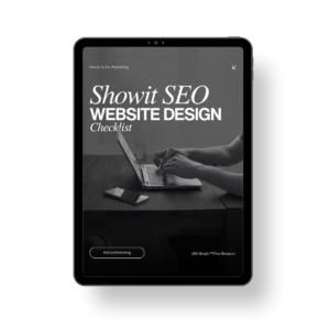 Black ipad mockup of showit seo website design checklist - seo ready™ free resource