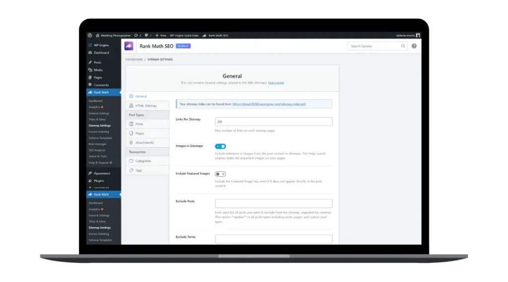 Wordpress RankMath SEO Plugin Sitemap Configuration