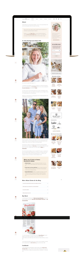 Screenshot of suggested Author page layout from food blogger featuring images and text blocks