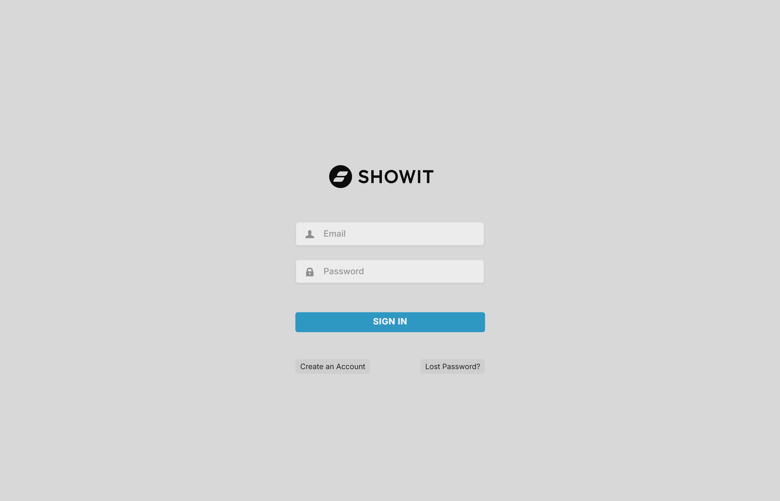 Login screen of the showit app