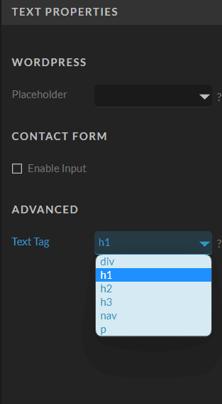Unlock The Power Of Showit Search Engine Optimization Showit text tag settings that assign header tags for seo