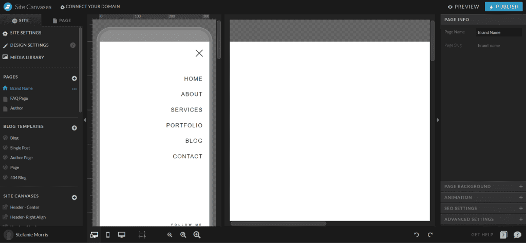 Unlock The Power Of Showit Search Engine Optimization Showit home page settings panel in the showit app