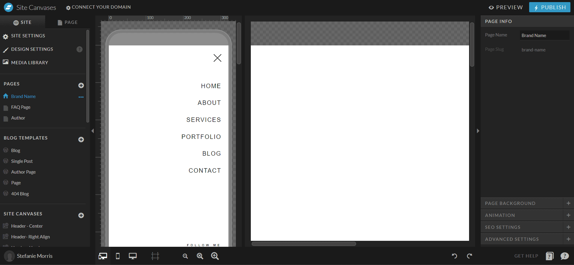 Showit home page seo settings