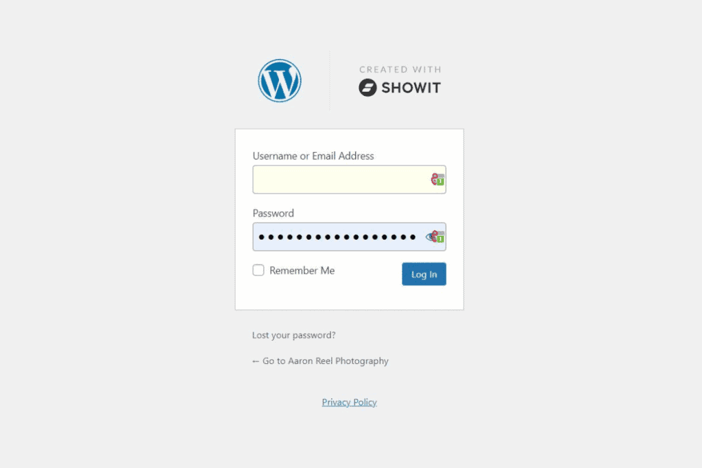 Unlock The Power Of Showit Search Engine Optimization Wordpress login screen, the blog entrance to a showit website