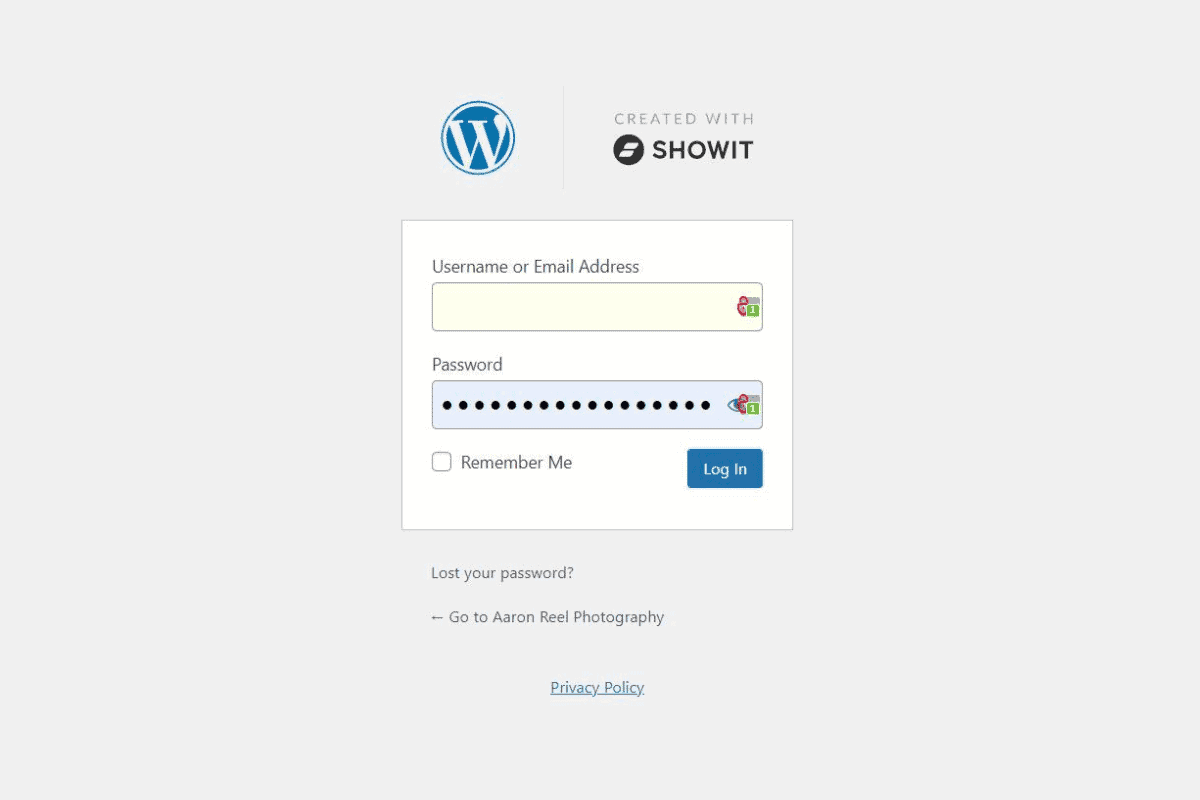 Showit Website Migration Checklist: A Step-By-Step Seo Guide Wordpress admin login screen